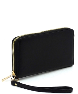 Fashion Zip Around Wallet Wristlet PA020 BLACK